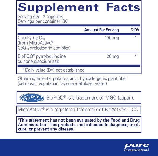 Pure Encapsulations Sr-Coq10 With Pqq - Heart Health Support* - Sustained Release Technology - Antioxidants Supplement - Gluten Free, Vegetarian & Non-Gmo - 60 Capsules