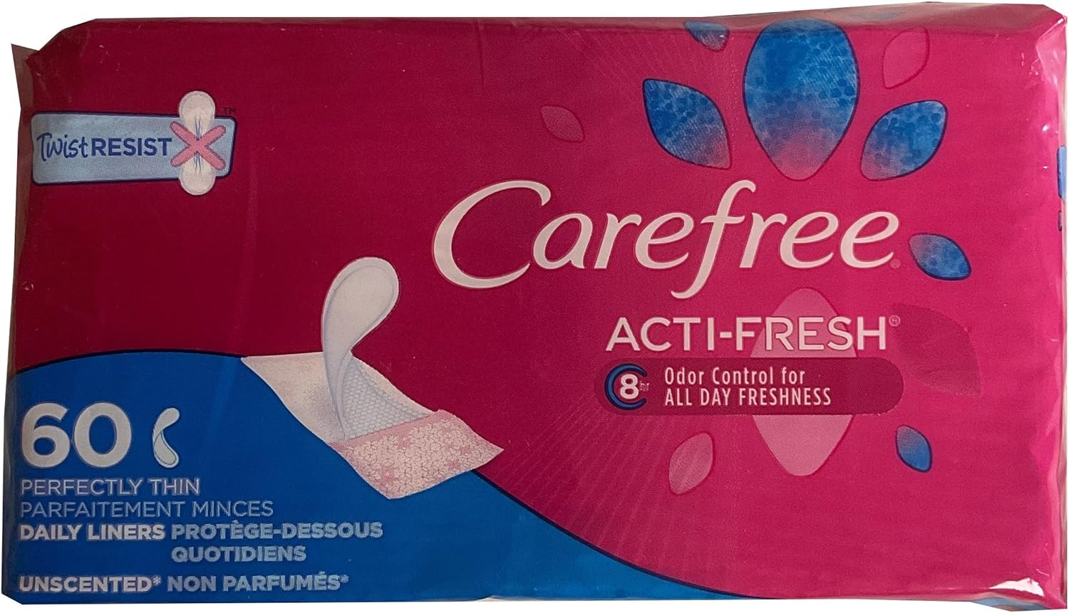 Carefree Acti-Fresh Body Shape Pantiliners Thin to Go Unscented - 60 Liners, Pack of 3 : Health & Household