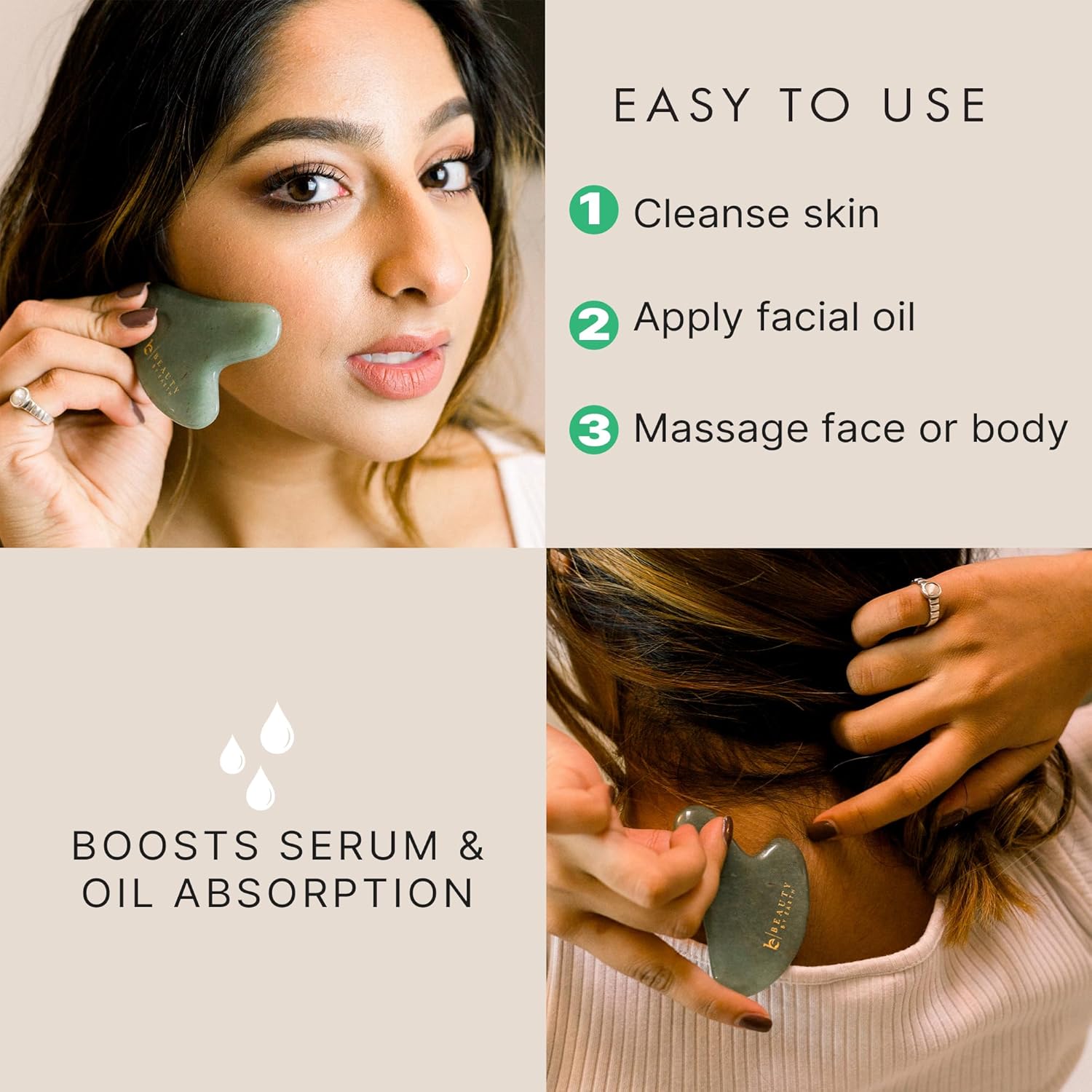 Beauty By Earth Jade Gua Sha - Smoothes Fine Lines & Wrinkles, Face Sculpting Tool For Face Massage, Jaw Massager, Facial Massage Tools, Small Gifts For For Women And Teenage Girls : Beauty & Personal Care