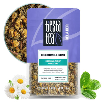 Tiesta Tea - Chamomile Mint | Chamomile Mint Herbal Tea | Premium Loose Leaf Tea Blend | Caffeine Free Herbal Tea | Make Hot Or Iced Up & 25 Cups - 1Oz Resealable Pouch