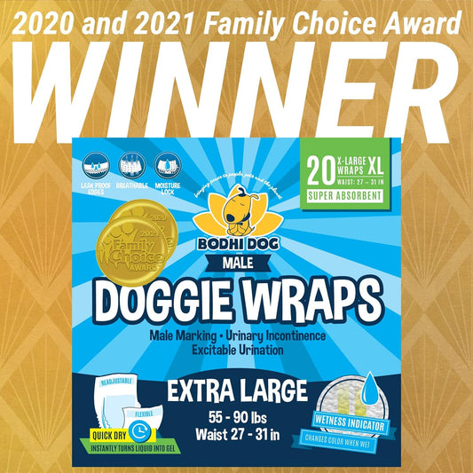 Bodhi Dog Disposable Male Dog Diapers | Super Absorbent Leak-Proof Fit | Premium Adjustable Male Dog Pee Wraps With Moisture Control & Wetness Indicator | 20 Count Extra Large Size