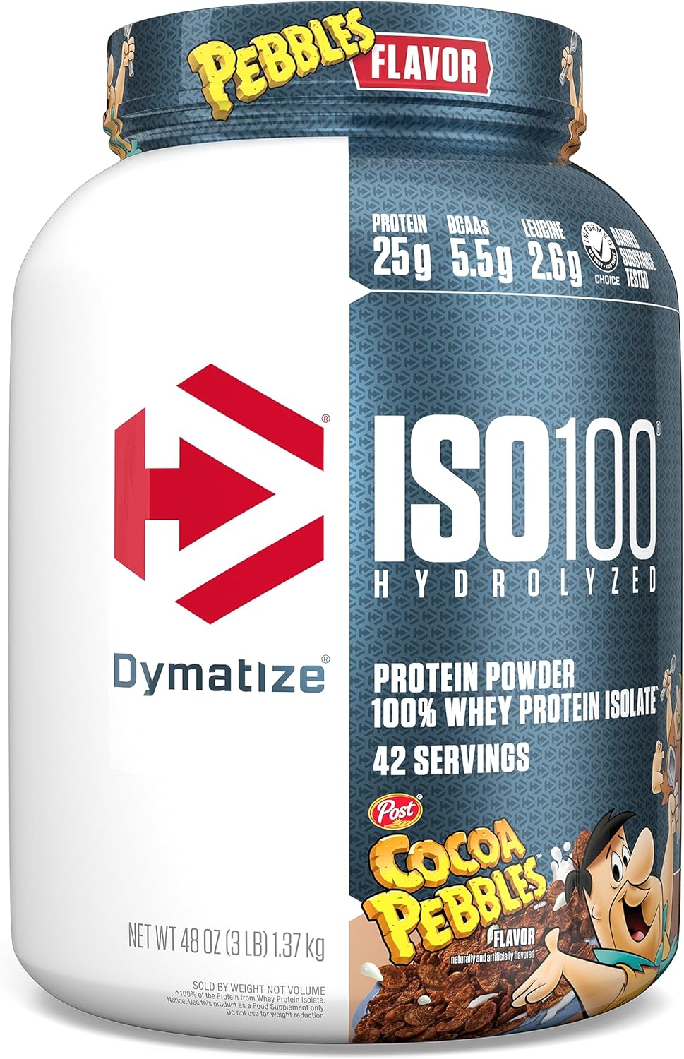 Dymatize Iso100 Hydrolyzed Protein Powder, 100% Whey Isolate, 25G Of Protein, 5.5G Bcaas, Gluten Free, Fast Absorbing, Easy Digesting, Cocoa Pebbles, 3 Pound