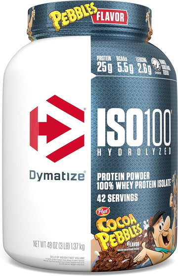 Dymatize Iso100 Hydrolyzed Protein Powder, 100% Whey Isolate, 25G Of Protein, 5.5G Bcaas, Gluten Free, Fast Absorbing, Easy Digesting, Cocoa Pebbles, 3 Pound