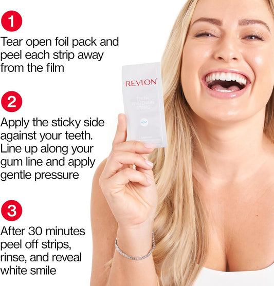 New Revlon Mint Flavored Teeth Whitening Strips | Reduced Sensitivity Formula, Instant Whitening In 30 Minutes | 14 Treatments