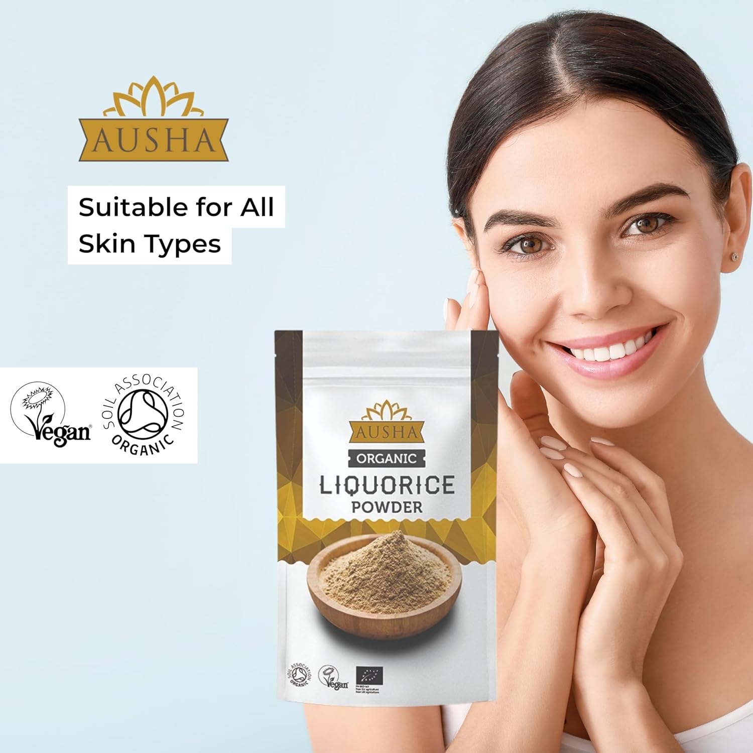 Ausha Organic Licorice Root Powder 100g | Acidity Relief, Digestion, Immunity, Natural Sweetner- UK Certifed Organic by Soil Association - Liquorice Root, Licorice Tea : Amazon.co.uk: Grocery