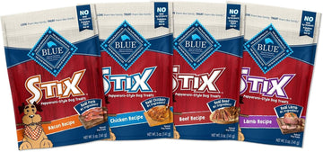 Blue Buffalo Stix Natural Soft-Moist Dog Treats, Beef, Bacon, Lamb, And Chicken 5-Oz Variety Pack, 4 Count