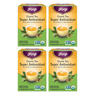 Yogi Tea Green Tea Super Antioxidant Tea - 16 Tea Bags Per Pack (4 Packs) - Organic Green Tea For Antioxidant Support - Includes Green Tea Leaf, Licorice Root, Jasmine Green Tea Leaf & More