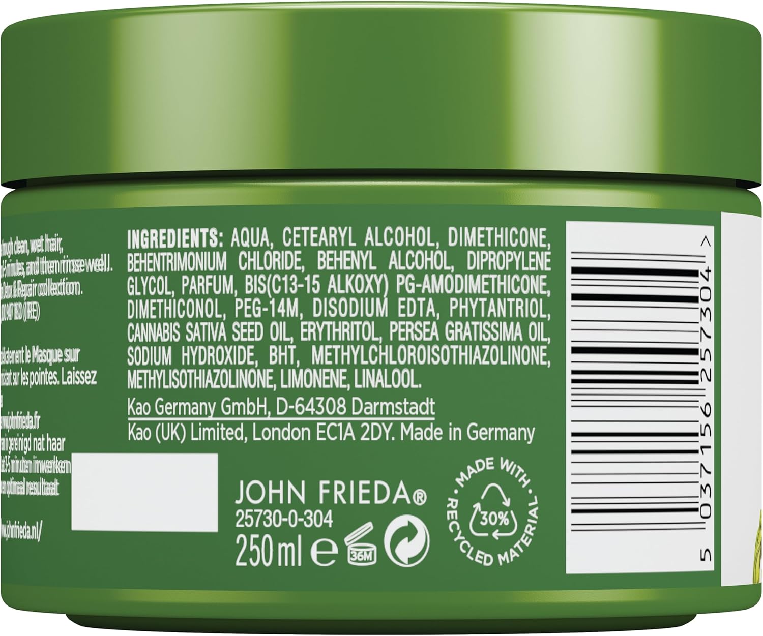 John Frieda Detox & Repair Masque 250 ml, Intensive Deep Conditioner for Dry, Stressed and Damaged Hair, Nourishing Hair Mask with Cannabis Sativa Seed Oil and Avocado : Amazon.co.uk: Beauty