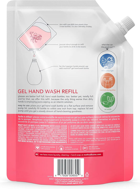 Method Gel Hand Soap Refill, Pink Grapefruit, Biodegradable Formula, 34 Fl Oz (Pack Of 6)