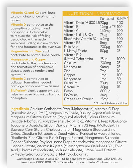 Prime Fifty Strong Bones Supplements – 28 Multivitamin Tablets With Calcium, Magnesium, Zinc, Copper & Vitamins – Developed For Over 50S To Help Keep You Active
