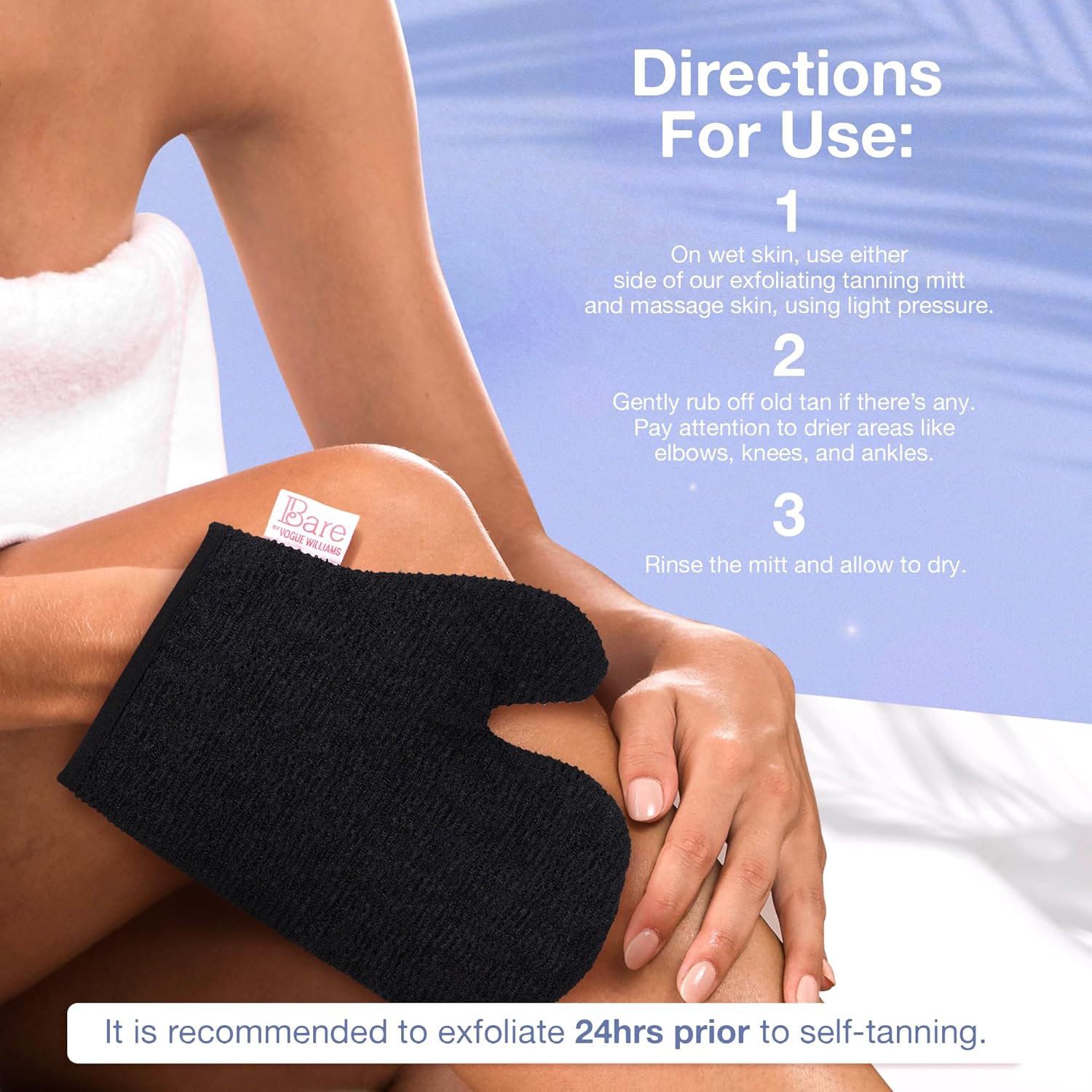Bare by Vogue Exfoliating Mitt - Double-Sided Tan Mitt for Deep Exfoliation, Built-In Thumb for Secure Grip - Removes Dead Skin for Smooth, Radiant Complexion (One Size, Black) : Amazon.co.uk: Beauty