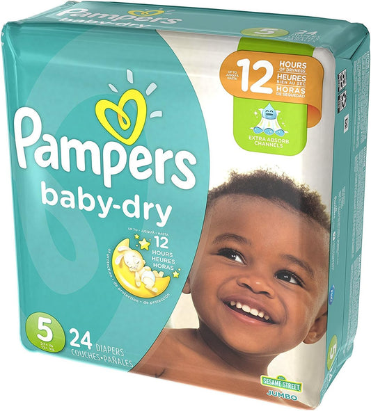 Pampers Baby Dry Diapers - Size 5, 24 Count, Absorbent Disposable Diapers