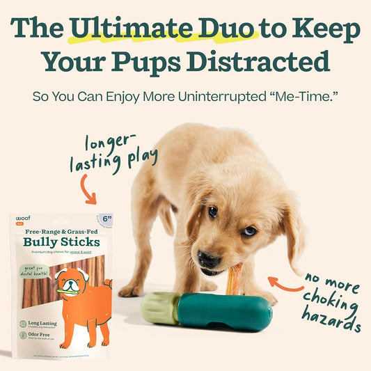 Woof Bullysafe And Bully Sticks - Nutritious Chew Sticks For Dogs And Bully Stick Holder For Safe, Long-Lasting Play - No More Swallowed Ends - 12" Sticks - 10 Pack