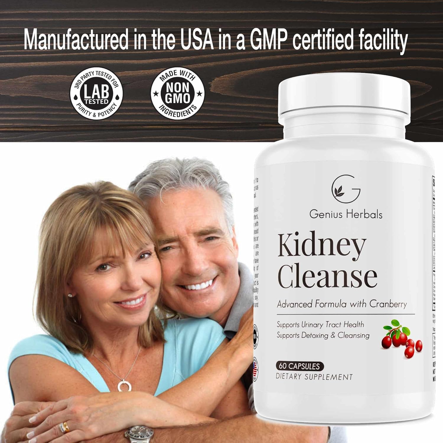 Genius Herbals Kidney Cleanse Advanced Formula With Cranberry Extract, Kidney, Urinary Tract & Bladder Detox And Cleanse - 60 Capsules : Health & Household