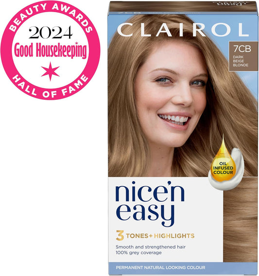 Clairol Nice'N Easy Crème, Natural Looking Oil Infused Permanent Hair Dye, 7Cb Cool Beige Blonde, New Name Same Shade