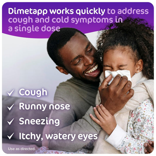 Children’S Dimetapp Cold & Cough Medicine, Antihistamine, Runny Nose, Sneezing, Itchy, Watery Eyes, Grape Flavor, Alcohol & Phenylephrine-Free, 8 Fl Oz