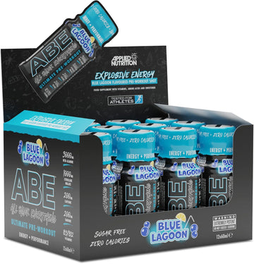 Applied Nutrition Abe Pre Workout Shot - All Black Everything Pre Workout Energy Shots, Physical Performance With Citrulline, Beta Alanine, Caffeine (Box 12 Units X 60Ml) (Blue Lagoon)