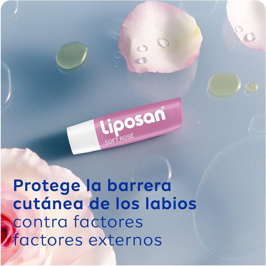 Liposan Soft Rosé (1 X 4.8 G), Lip Balm Pink, Cocoa For Gentle, Radiant Shine, Moisturising Balm For Silky And Hydrated Lips