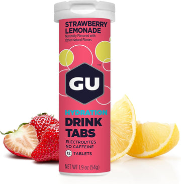 Gu Energy Hydration Electrolyte Drink Tablets, Vegan, Gluten Free & Caffeine Free, Enhanced Endurance Sports Drink For Running, Cycling, Triathlon, 4-Count (48 Servings), Strawberry Lemonade