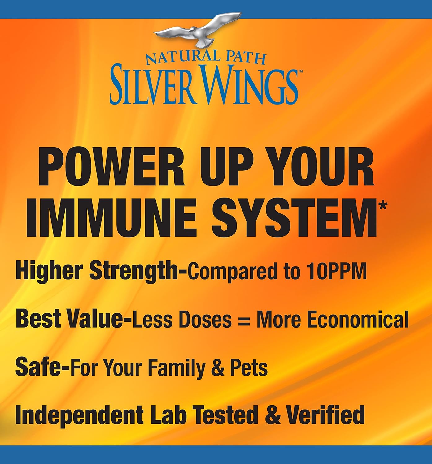 Natural Path Silver Wings Colloidal Silver Liquid - Enhanced Immune Support Supplement - High Strength, 250ppm (1250mcg) - 4oz Dropper