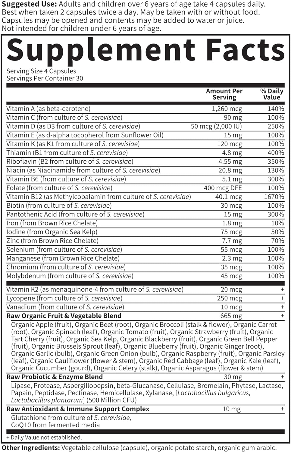 Garden Of Life Multivitamin For Women, Men & Kids Age 6 And Up, Vitamin Code Family Multi - 120 Vegetarian Capsules, Whole Food Vitamins, Food Blend & Probiotics, Gluten Free Dietary Supplements : Health & Household