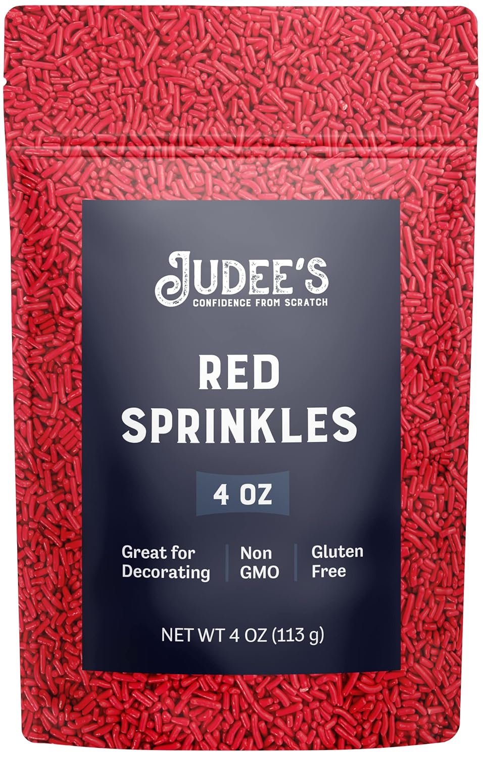 Judee'S Red Sprinkles 4 Oz - Gluten-Free And Nut-Free - Brighten Up Your Baked Goods - Great For Cookie And Cake Decoration - Use For Baking And As Dessert And Ice Cream Toppings