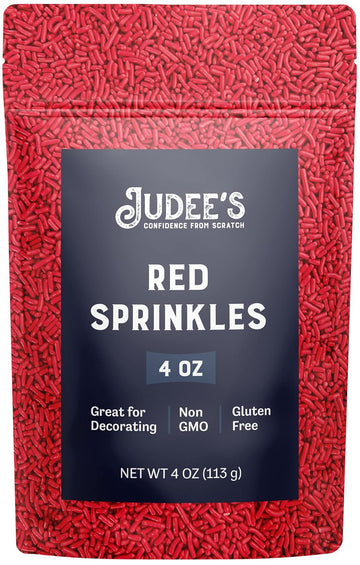 Judee'S Red Sprinkles 4 Oz - Gluten-Free And Nut-Free - Brighten Up Your Baked Goods - Great For Cookie And Cake Decoration - Use For Baking And As Dessert And Ice Cream Toppings