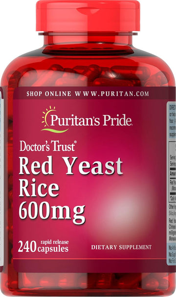 Puritan'S Pride Red Yeast Rice 600 Mg, 240 Count, Red Yeast Rice Powder, Gelatin. Contains <2% Of Rice Flour, Silica, Vegetable Magnesium Stearate