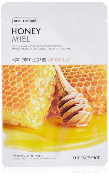 The Face Shop Real Nature Face Mask | Contains Honey That Provides Extra Glow & Helps Regain Skin’S Radiance & Moisture | K Beauty Facial Skincare For Oily & Dry Skin | Honey,K-Beauty