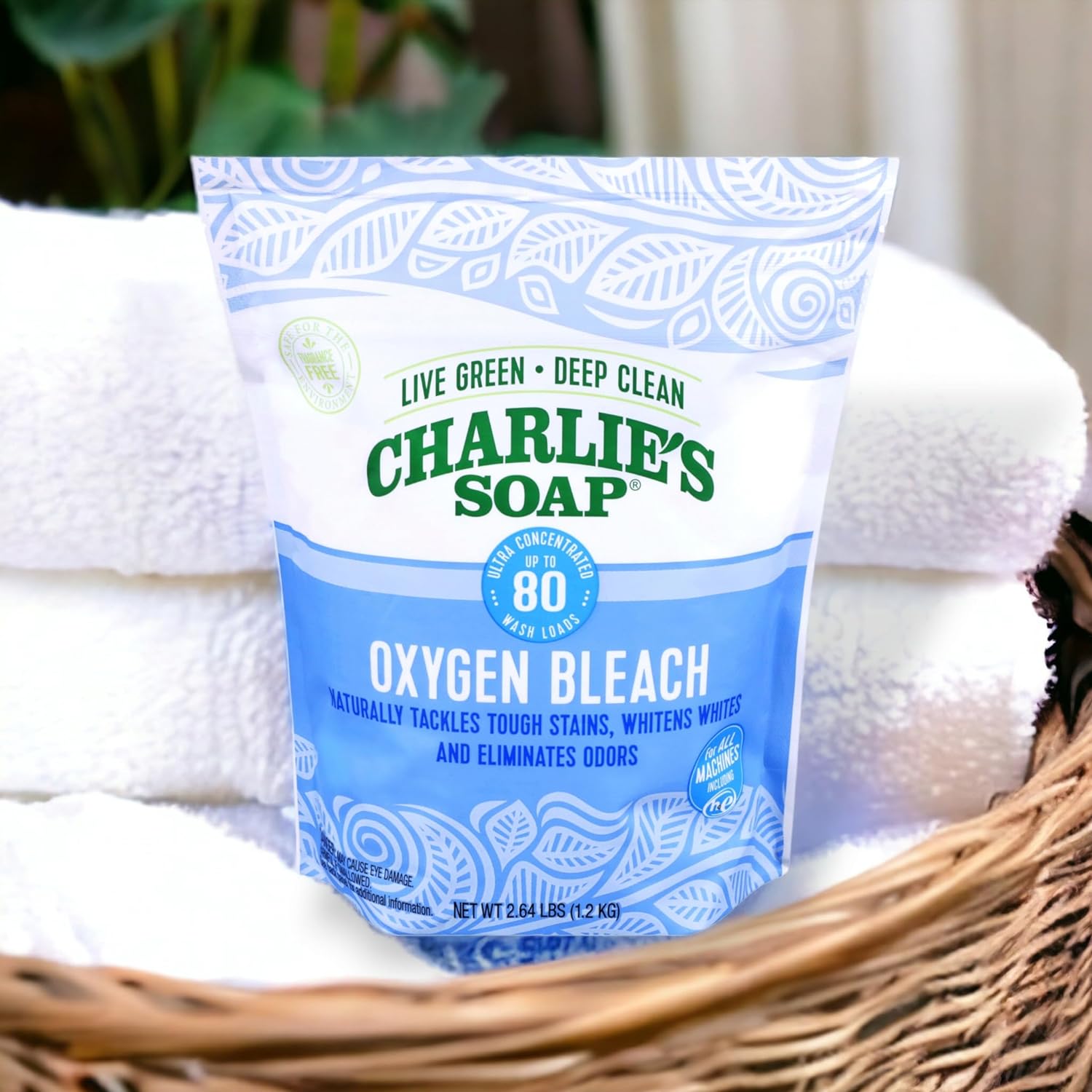 Charlie's Soap – Oxygen Bleach (2.64 Lbs., 1 Pack) Non-Chlorine Bleach Alternative Powder – Whiten Laundry & Remove Stains – Safer for Colors : Everything Else