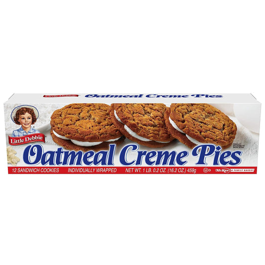 Little Debbie Oatmeal Creme Pies, 192 Soft Oatmeal Cookies with Creme (16 Boxes)