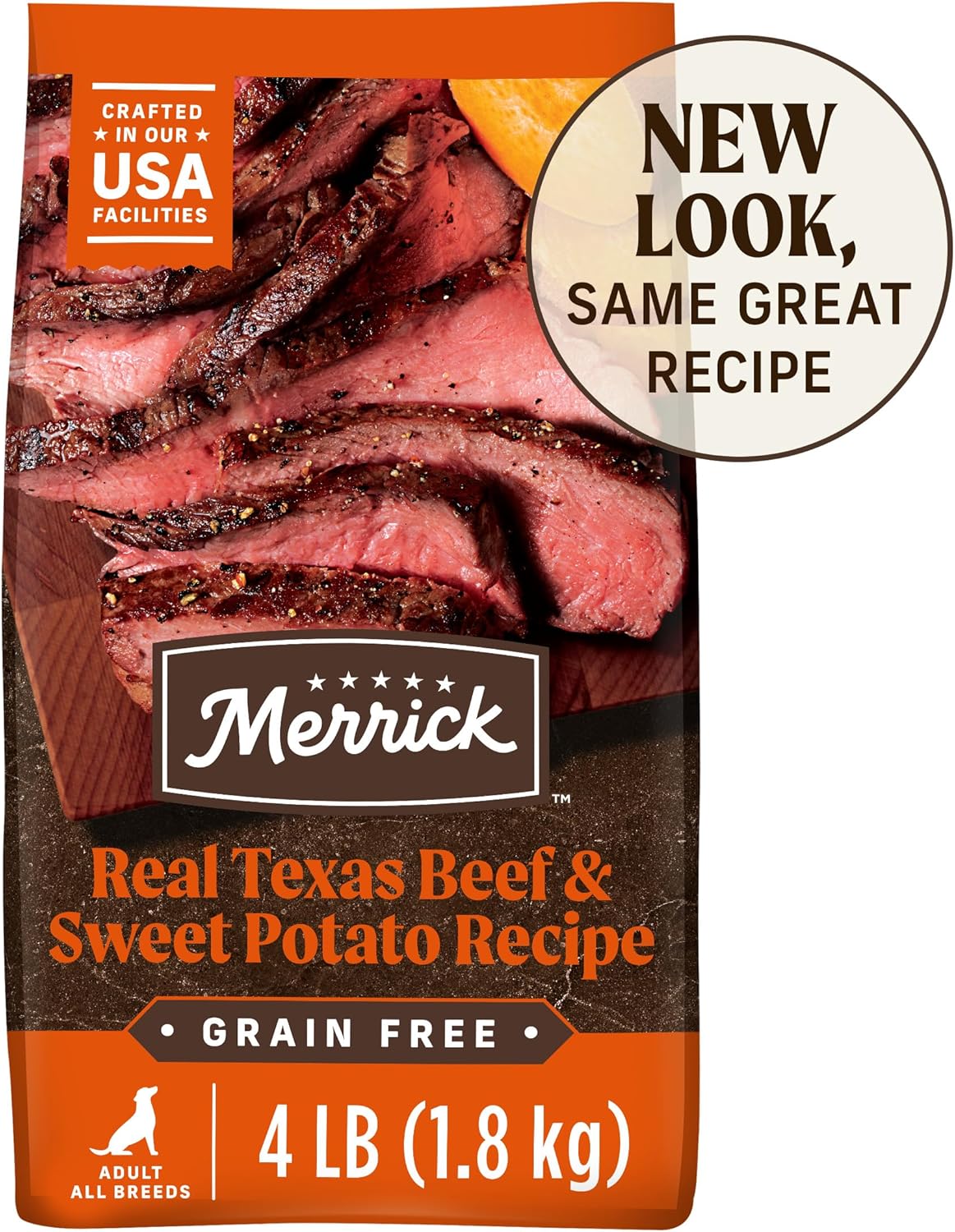 Merrick Premium Grain Free Dry Adult Dog Food, Wholesome And Natural Kibble, Real Texas Beef And Sweet Potato - 4.0 Lb. Bag