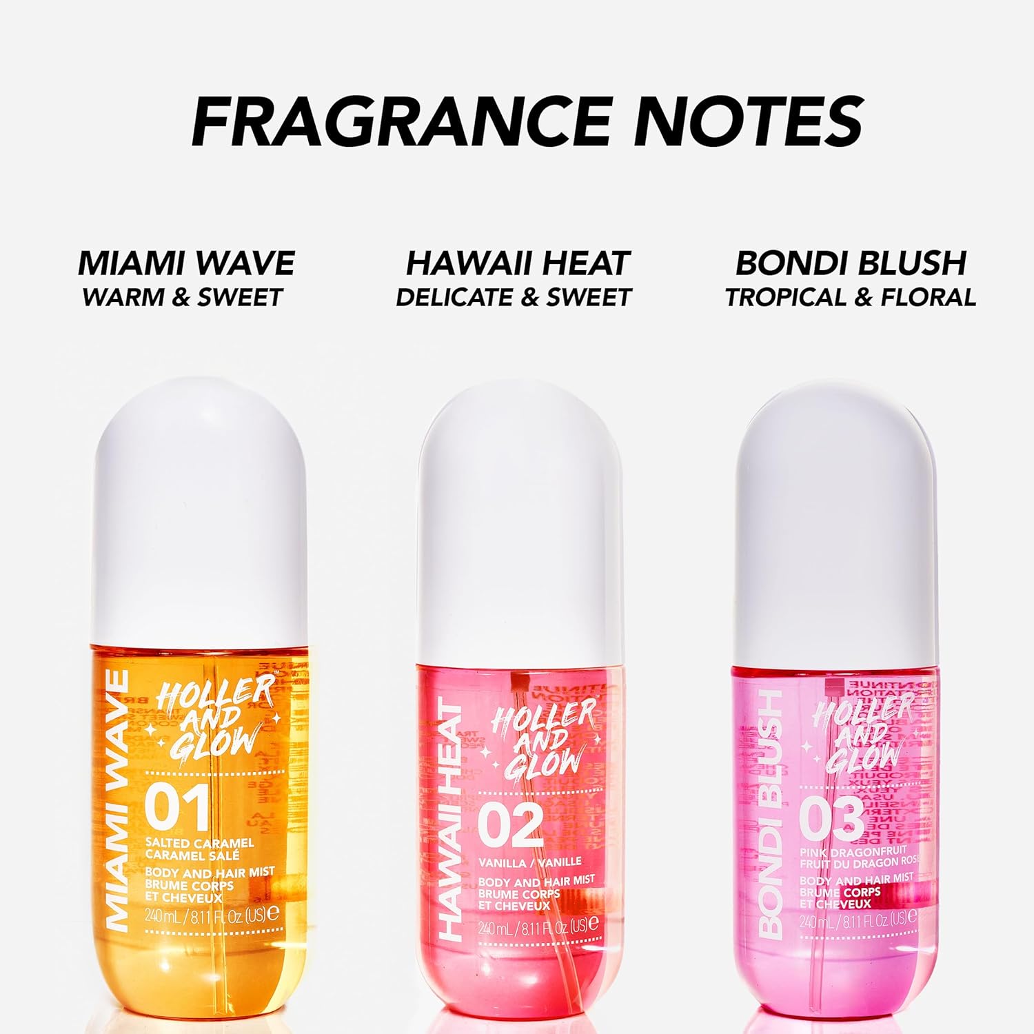Holler And Glow Miami Wave Salted Caramel Body & Hair Mist, Body Spray For Women, Hair Perfume, Fragrance, Sweet Coconut, Vanilla Scented, Warm & Sweet Fragrance Notes, 8.11 Fl Oz : Beauty & Personal Care