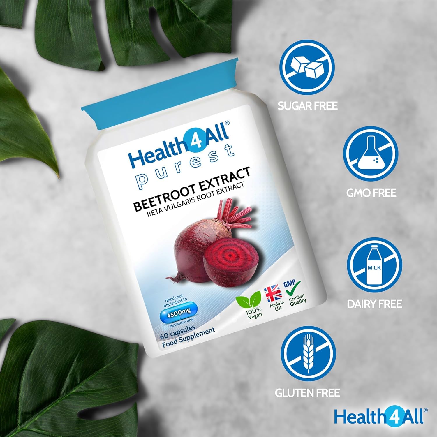 Health4All Beetroot Extract 4500mg per Capsule 60 Capsules (not Tablets) Purest: no additives Vegan Beetroot Supplement standardised to nitrates Contents : Amazon.co.uk: Health & Personal Care