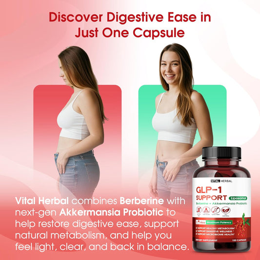 Vital Herbal Liposomal Glp-1 Support With Berberine & Akkermansia Probiotic Cinnamon – Supports Metabolism, Digestion & Microbiome Health – 150 Capsules – Made In The Usa