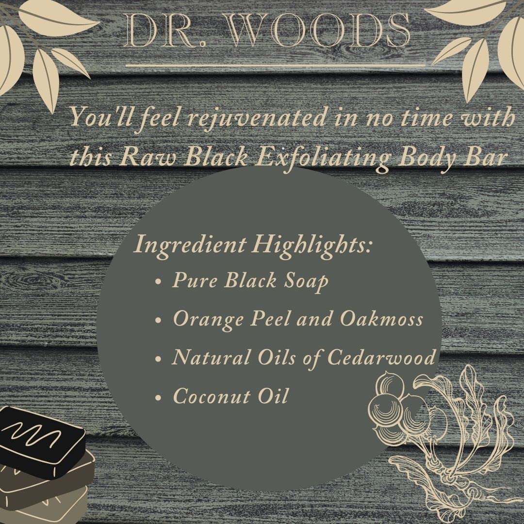 Dr. Woods Raw Black Rejuvenating Exfoliating Body Bar With Organic Shea Butter 5.25 Ounce : Bath Soaps : Beauty & Personal Care