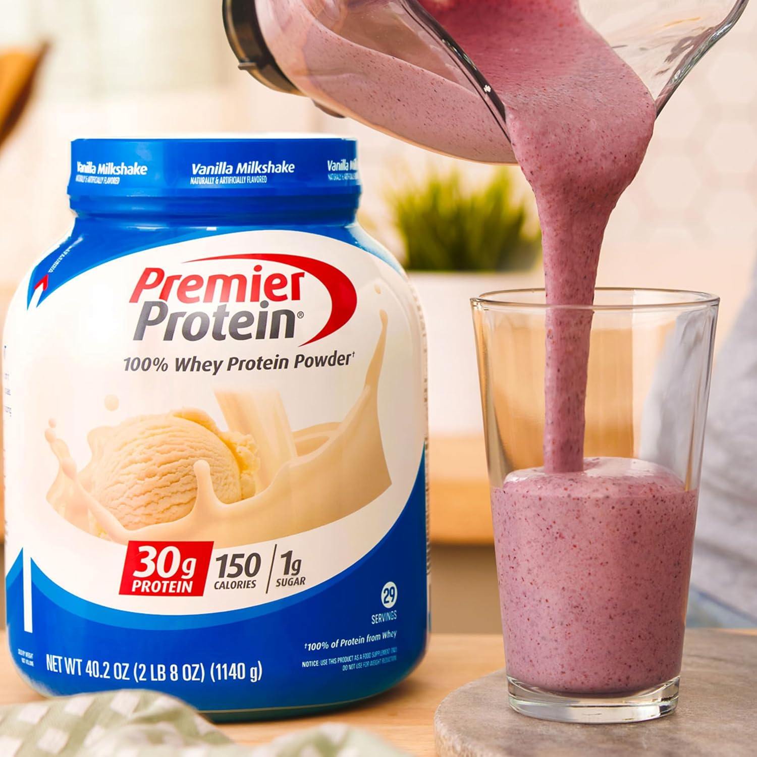 Premier Protein Protein Powder, 30g Protein, 1g Sugar, No Soy Ingredients, Gluten Free, Vanilla Milkshake, 29 Servings, 40.2oz : Health & Household