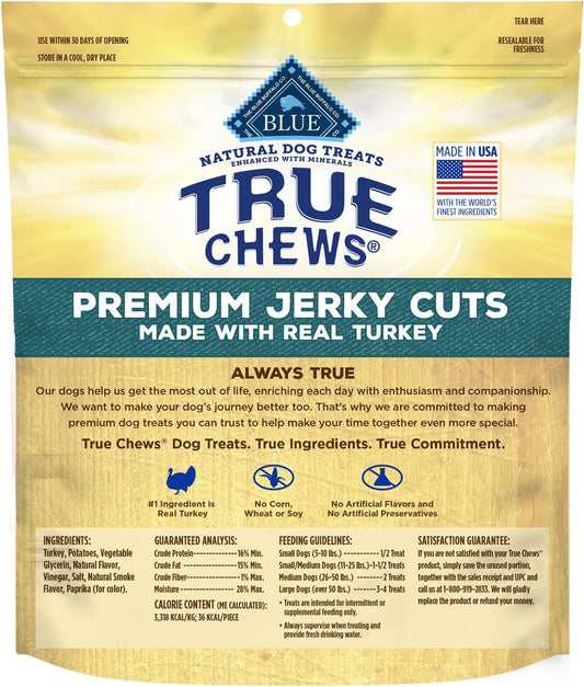 Blue Buffalo True Chews Premium Jerky Cuts Dog Treats, Made In The Usa With Natural Ingredients, Turkey, 12-Oz. Bag