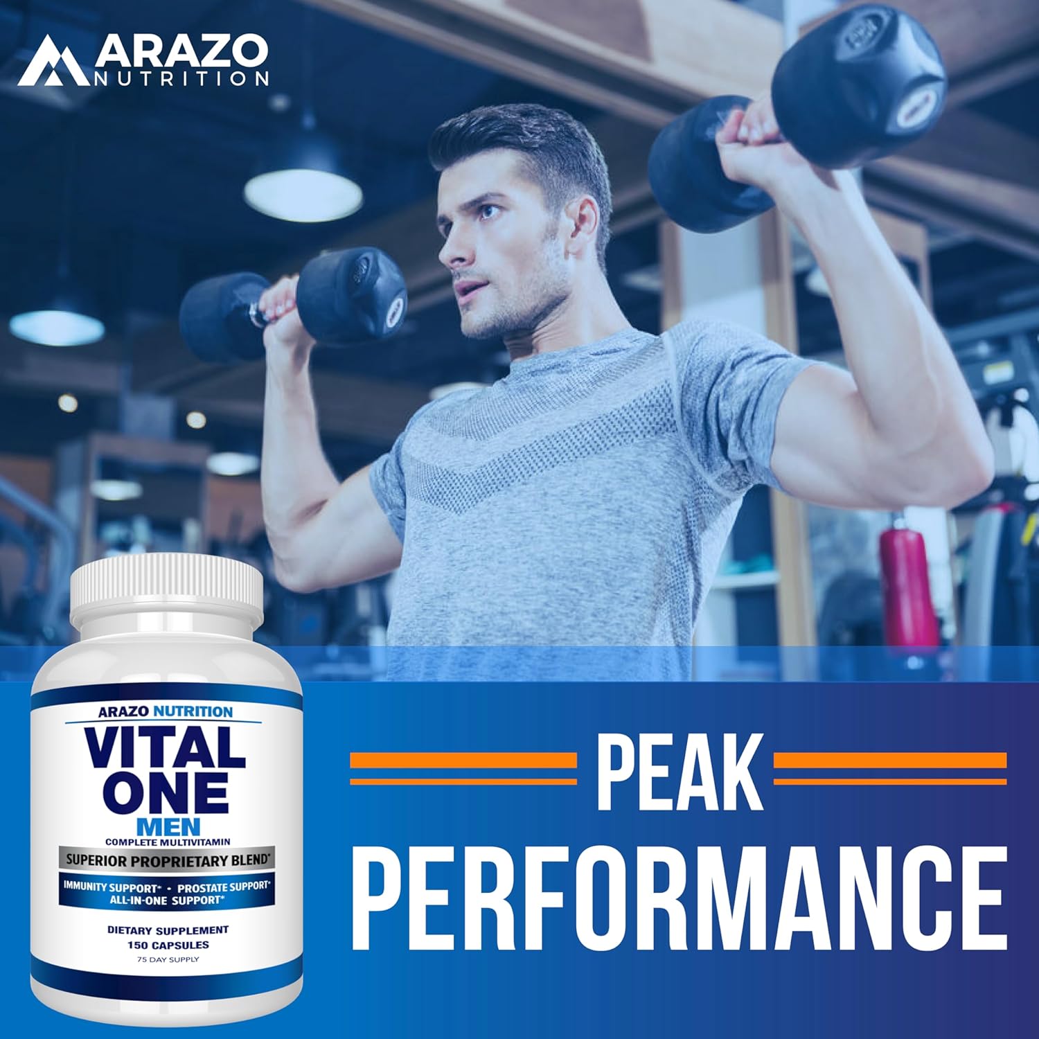 Arazo Nutrition Vital One Multivitamin for Men – Daily Wholefood Supplement - 150 Vegan : Health & Household