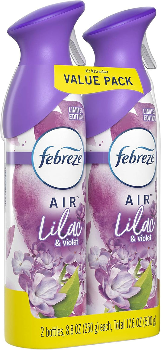 Febreze Air Odor-Eliminating Air Freshener, Lilac & Violet, 2 Ct, 8.8 Fl Oz Each (17.6 oz Total)