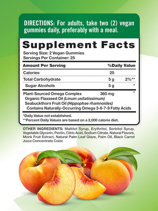 Nature'S Truth Vegan Omega 3679 Gummies | 50 Count | Peach Flavor | Non-Gmo & Gluten Free Supplement