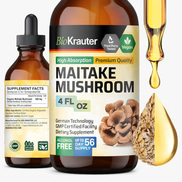 Bio Krauter Maitake Mushroom Extract - Maitake Liquid Supplement For Immune Support - 680 Mg Per Serving - Vegan, Alcohol & Sugar Free Drops 4 Fl.Oz