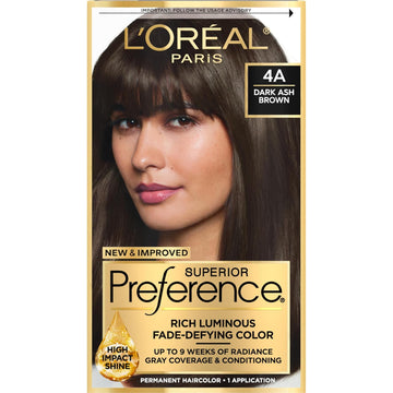 L'Oreal Paris Superior Preference Fade-Defying + Shine Permanent Hair Color, 4A Dark Ash Brown, Pack Of 1, Hair Dye