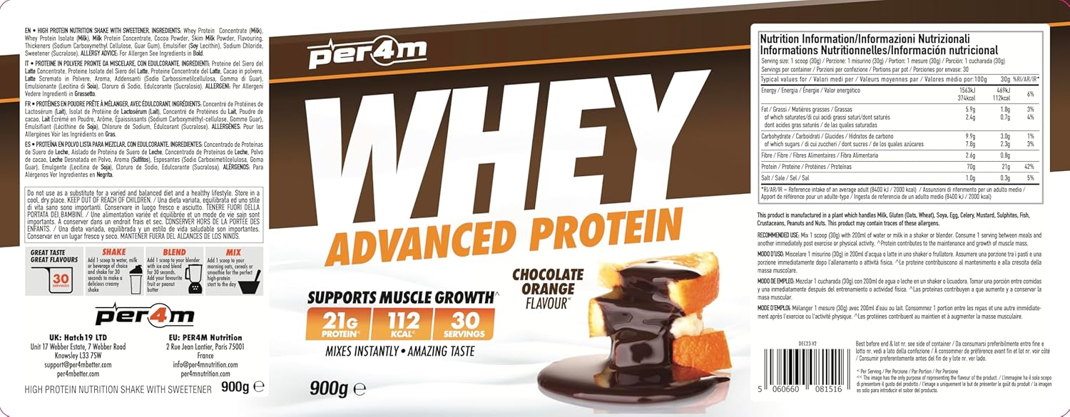 Per4m Advanced Whey Protein Powder | 30 Serving Low Sugar Protein Shake with Amino Acids | Perfect for Your Gym Bag and Travel | Shaker & 5 Mixed Selection Sachets (900g, Sweet & Salty Popcorn) : Amazon.co.uk: Health & Personal Care