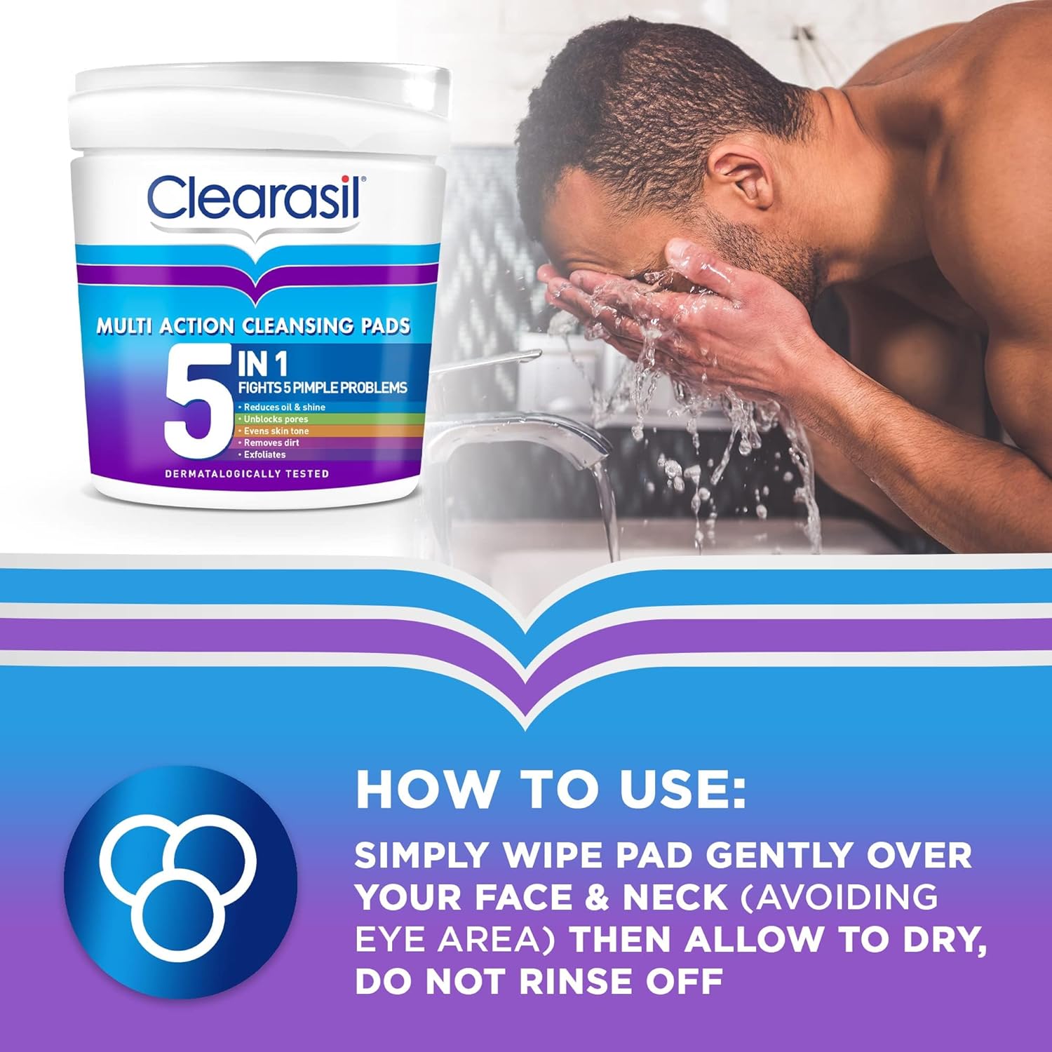 Clearasil 5-in-1 Ultra Cleansing Salicylic Acid Pads, Face Exfoliating for Acne Prone Skin, Unblock Pores, Reduces Blackheads, Pimples & Excess Oil, Everyday Spot Prevention, Pack of 65