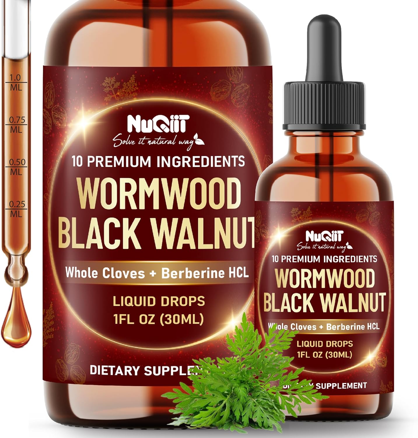10In1 Wormwood Liquid Drops With Wormwood, Black Walnut, Whole Cloves, Berberine, Milk Thistle, Turmeric, Ginger, Milk Thistle And More - 30Ml Liquid Drops For 30Days