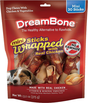 DreamBone Mini Chicken-Wrapped Sticks, 30 Ct., Rawhide-Free Chews for Dogs