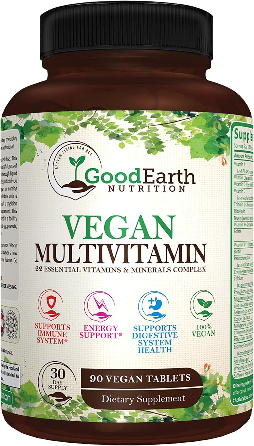 Vegan Multivitamins For Men & Women - Vitamins A , B Complex , C , D3 , Zinc , Magnesium , Spirulina , Antioxidants - Daily Multivitamin Mineral Supplement With Proprietary Fruit & Vegetable Blend