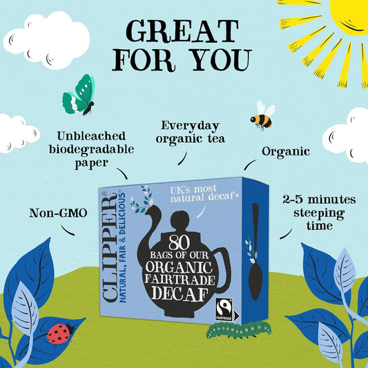 Clipper Tea Organic Fairtrade Everyday - Usda Organic, Non-Gmo, Fair Trade, Sustainable Caffeinated British Tea, 4 Pack, 320 Unbleached Tea Bags - New Foil Free 100% Recyclable Packaging