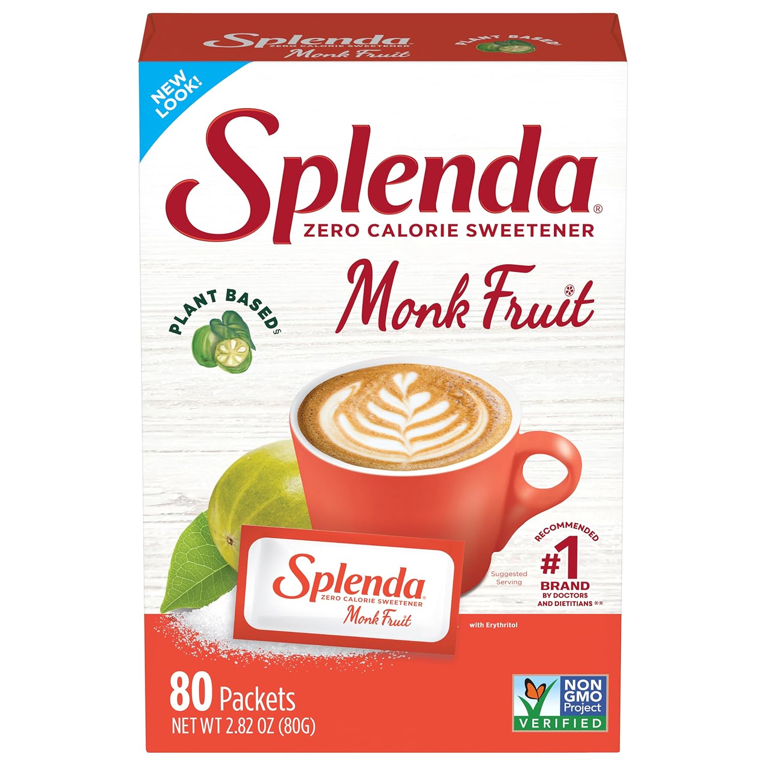 Splenda Monk Fruit Zero Calorie Plant Based Sweetener Substitute, Keto Sugar Alternative (80 Count)